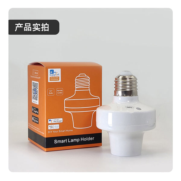 QIACHIP Bluetooth Smart Remote Control Light Socket E26 E27 Bulb Adapter Switch eWeLink APP Bluetooth 2.4G Smart Lamp Holder Remote Controller Timing Delay QA-DT03 Compatible SONOFF