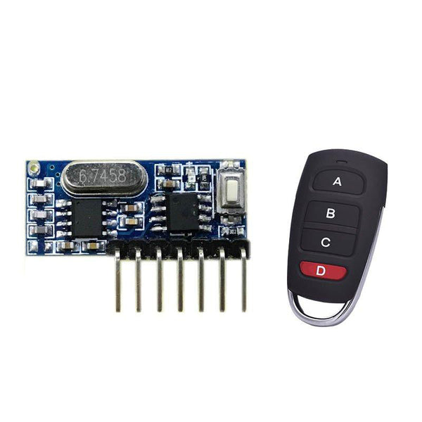QIACHIP RF 433 mhz transmitter 4 button remote control and receiver circuit module kit fixed ev1527 decoding learning code 4CH output with learning diy RX480E-4A &KT16/KT01/KT02