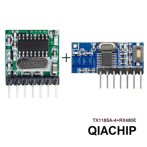 QIACHIP RX480E TX118SA-4 433.92Mhz Wireless Wide Voltage Coding Transmitter Module And Decoding Receiver Module 4CH RF EV1527 2262 Encoding Learning Module Diy Kit