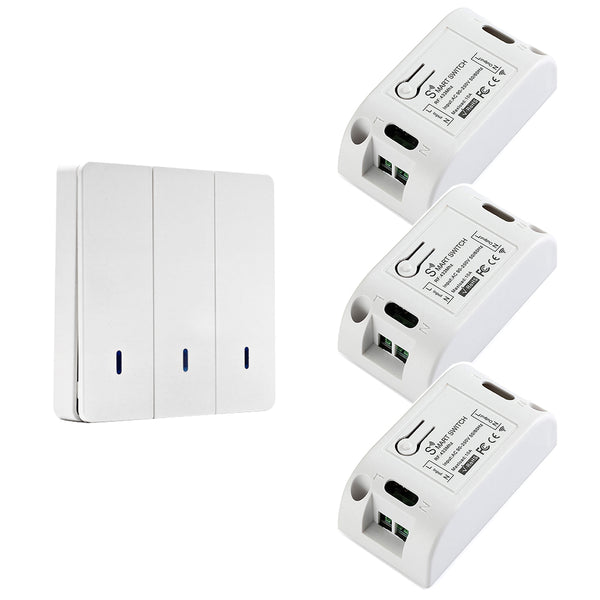 QIACHIP WP8601&KR2201D | wirless wall panel light switch set |433 Mhz Wireless RF Wall Panel Transmitter/Reciver remote control Switches 110V 220V Home Automation  WP8601&KR2201D