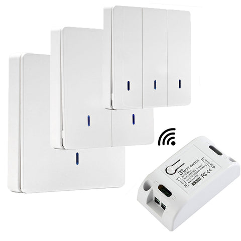 QIACHIP 433 Mhz Wireless RF Wall Panel Transmitter/Best WiFi Smart Light Switches 110V 220V Home Automation Google Home  WP8601&KR2201W