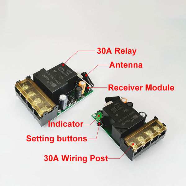 Universal 433Mhz Remote Control Wireless Switch DC 12V 24V 72V 30A rem –  QIACHIP